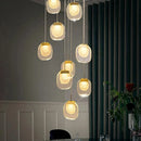 Axyaa Luxury Crystal Staircase Chandelier in Gold for Dining Room & Hallway