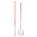 Axyaa Pink Silver Western Stainless Steel Cutlery Set with Spoon, Chopsticks, Flatware