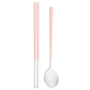 Axyaa Pink Silver Western Stainless Steel Cutlery Set with Spoon, Chopsticks, Flatware