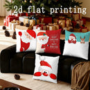 Axyaa Santa & Reindeer Christmas Cushions for Sofa, Bedroom, Car - Rectangular Pillow Cover