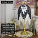 Axyaa Tassel French Floor Lamp Retro Green Patterned Fabric Lampshade Princess Bedroom