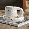 Axyaa Nordic Style Ceramic Chubby Mug Set with Oval Plate - 400ml