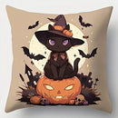 Axyaa Black Cat Pumpkin Halloween Pillow Cover - Sofa Bedroom Car Decor