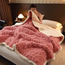 Axyaa Geometric Pattern Fleece Winter Blanket, Queen Size Plush Bedspread