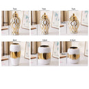Axyaa Ceramic Geometric Vase Golden Pattern Jar Home Decor Ornament