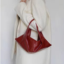 Modern Red Croissant Bag - Axyaa Oil Wax Leather Handbag