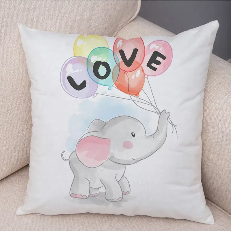 Axyaa Christmas Cartoon Animal Cushion Cover - Santa Claus Pillowcase