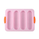 Axyaa 4-Grid Silicone French Bread Baking Mold - Nonstick Baguette Tray