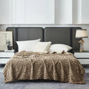 Axyaa Leopard Print Rabbit Fur Blanket - All-Season Machine Washable Home Dorm Universal Blanket
