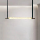 Axyaa Luxury Green Leather Belt Crystal Chandelier Pendant Lamp for Modern Dining Table