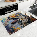 Axyaa Wolf Kitchen Drying Mat: Absorbent Placemat for Cup Drying & Table Decoration