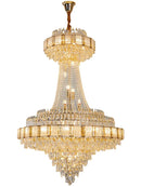 Axyaa Gold Crystal Chandelier: Luxe LED Hanging Lamp for Home Decor