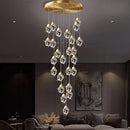 Axyaa Crystal Stair Chandelier: Modern LED Ceiling Hanging Light for Living Room