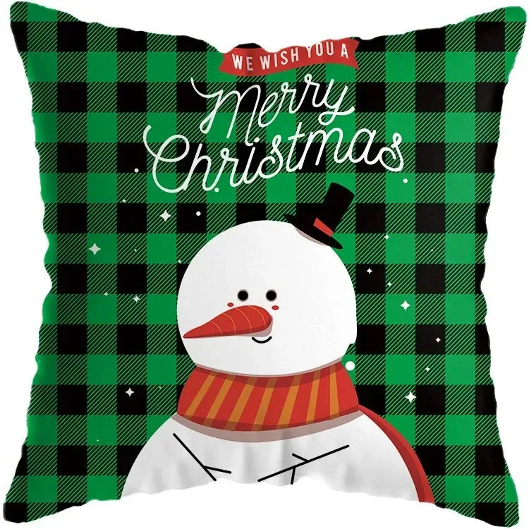 Cute Santa Claus Snowman Print Pillowcase for Axyaa Christmas Party Decor