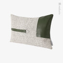 Axyaa Nordic Farmhouse Green Cotton Linen Lumbar Pillow with Metal Buckle