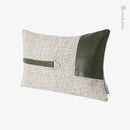 Axyaa Nordic Farmhouse Green Linen Stitch Sofa Cushion with Metal Buckle