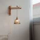 Axyaa Vintage LED Wall Lamp Amber Glass Wood Wabi Sabi Arandela