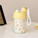 Axyaa Kawaii Cat Bow Thermos Bottle with Straw - 420ml Insulated Thermal Mug