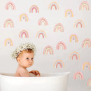 Axyaa Boho Polka Pink Rainbow Wall Stickers Nursery Art Decal Girls Bedroom Vinyl