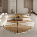Axyaa Brown Plush Irregular Rug - Fluffy Soft Bedroom/Area Carpet for Retro Living Room