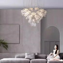 Axyaa Luxury Petal Chandelier Glass Hanging Lamps for High Ceiling Decor