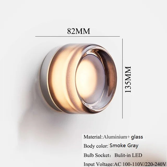 Axyaa Round Glass LED Wall Sconce, 4 Colors, Waterproof, Modern Wandlamp