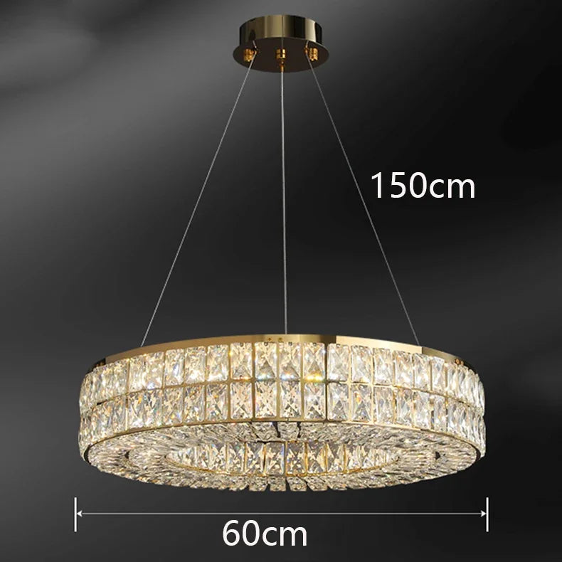 Axyaa Crystal Circle Pendant Light: Minimalist Modern Luxury for Elegant Bedrooms