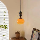 Axyaa Cream Glass Pendant Light with Adjustable Height Wood Wall Mount