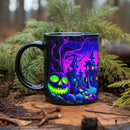 Axyaa Halloween Theme Ceramic Mug 11oz - Horror Castle Ghost Face Pumpkin Bat
