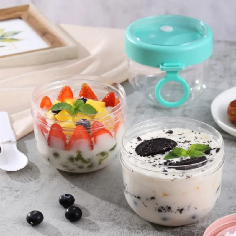 Axyaa 600ml Oatmeal Cup with Airtight Lid, Spoon - Food Storage Jar