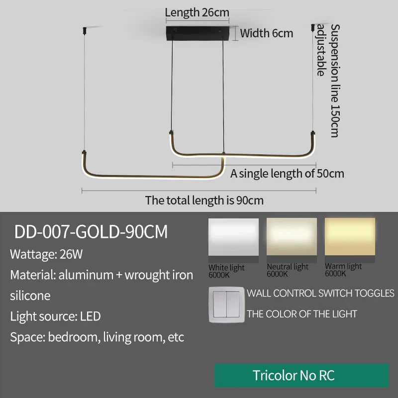 Axyaa Gold Pendant Light: Modern, Energy-Efficient, Adjustable for Dining Room
