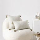 Axyaa Beige Striped Cushion Cover with Tassels - Nordic Style for Home Decor