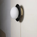 Axyaa Wooden Stair LED Wall Light Fixture - Black Ash Wood Glass Ball Bedroom Lamp