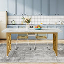 Axyaa 63-inch Marble Dining Table for 6, Modern Rectangular Kitchen Table with Gold Frame