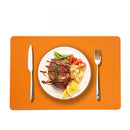 Axyaa Black Faux Leather Square Placemats Set - Luxury Dining Table Mats & Coasters