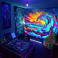 Axyaa Psychedelic Mandala Tapestry Wall Hanging for UV Home Decor