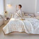 Axyaa Luxe Double Layer Rabbit Fur Blanket: Soft & Warm Sofa Throw Blanket