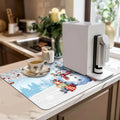 Axyaa Snowman Desk Drain Pad: Heat Resistant Non-slip Drying Mat for Kitchen Counter
