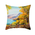 Axyaa Autumn Gold Red Forest Plush Cushion Cover: Vintage Oil Painting Pillowcase