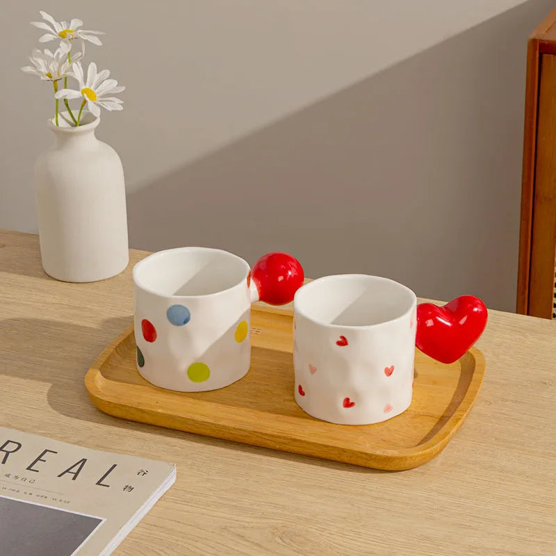 Axya Heart-Shaped Ceramic Coffee Mug – Cute Cartoon Design for Girls & Birthday Gift