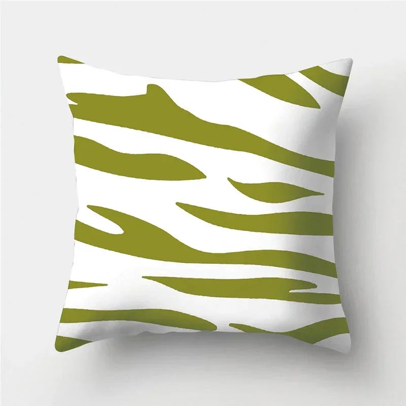 Army Green Geometric Printed Pillowcase by Axyaa for Living Room and Bedroom Decor