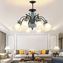 Rustic Ceramic Chandelier with Glass Shade by Axyaa - Kitchen Living Room Lighting