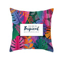 Flamingo Flower Rainforest Cushion Cover with Tropical Plant Animal Pattern by Axyaa