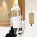 Axyaa Kawaii Cats Glass Water Bottle with Straw Holder and Strap