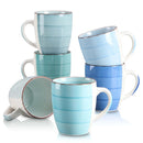 Axyaa 6-Piece Mix-Blue Ceramic Mug Set Spirals Design, 480ml Tea Coffee Drinkware