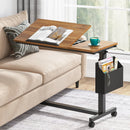 Axyaa Mobile C End Table with Adjustable Height, Wheels & Side Pocket