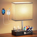 Axyaa Beige Bedside Lamp with USB Ports and Phone Stands