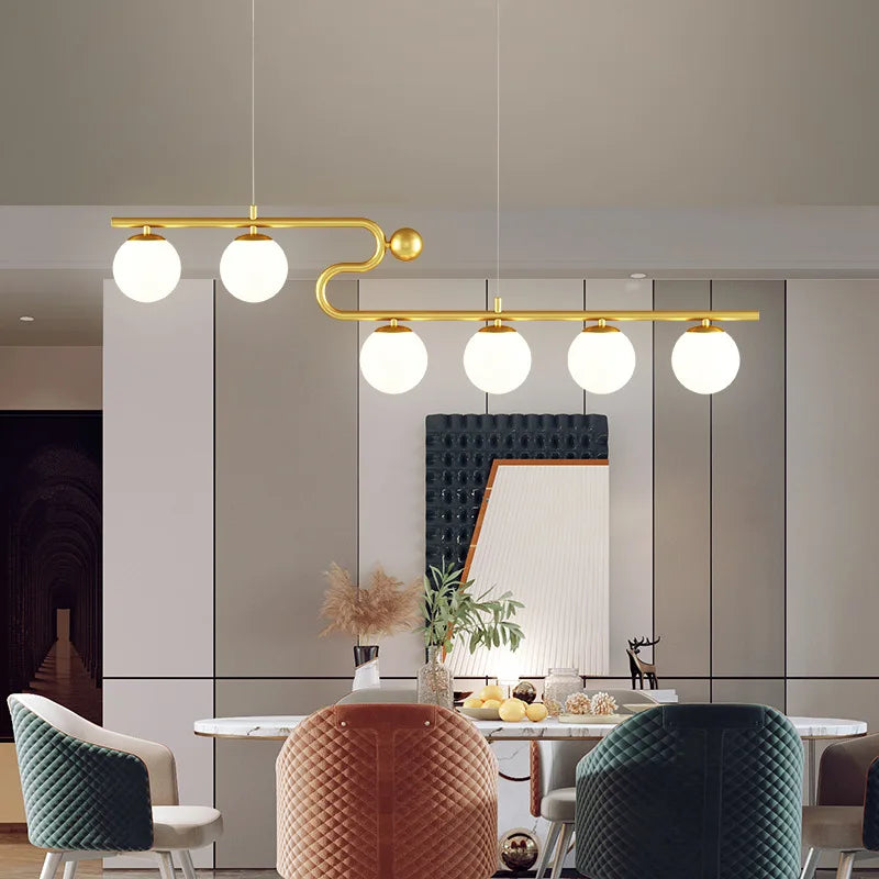 Axyaa White Glass Ball Pendant Lamp for Dining Living Bedroom - Modern Hanging Lighting