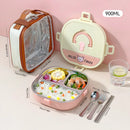 Axyaa Stainless Steel Divided Lunch Box with Cutlery - Leakproof & Portable