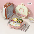 Axyaa 304 Stainless Steel Divided Lunch Box with Cutlery & Leakproof Design